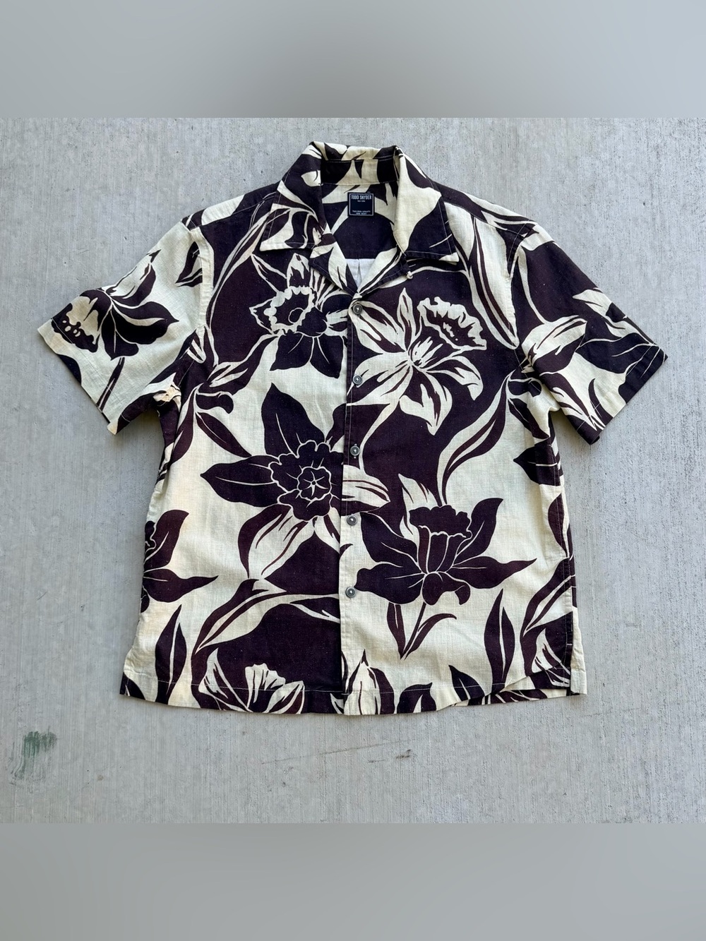 Todd Snyder Linen Blend Camp Shirt Mensize XS Relaxed Floral All Over Print